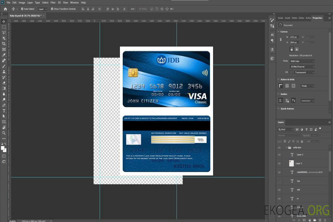 Carte visa classique de la Banque commune de développement du Laos template Carte visa classique de la Banque commune de développement du Laos template